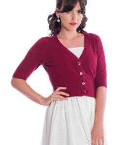 Banned Overload 50's Cardigan Dark Red New In