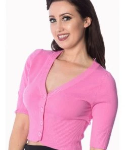 New In Banned Overload 50's Cardigan Bright Pink