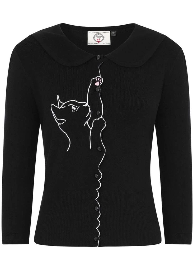 Banned Cat Scallop Collar 40's Cardigan Black New In