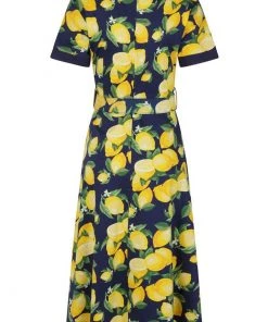New In Banned Lemon 50's Swing Dress Navy