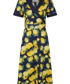 New In Banned Lemon 50's Swing Dress Navy