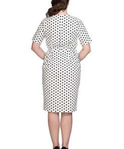 Banned Polkadot Button Up 50's Pencil Dress White New In