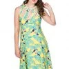 New In Banned Toucan All Over 50's Swing Dress Yellow