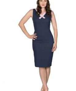 Banned Diner Days 50's Pencil Dress Dark Blue