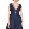 New In Banned Diner Days 50's Swing Dress Dark Blue