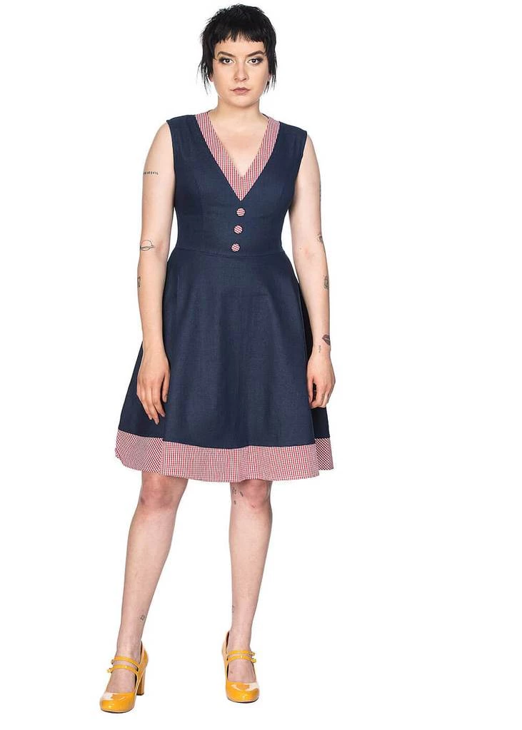 New In Banned Diner Days 50's Swing Dress Dark Blue
