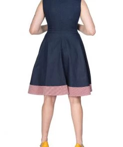 New In Banned Diner Days 50's Swing Dress Dark Blue