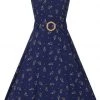 New In Banned Spring Sprig 60's Dress Navy