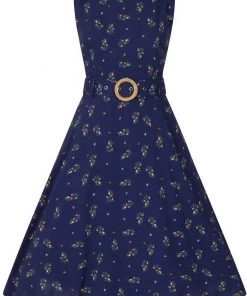 New In Banned Spring Sprig 60's Dress Navy