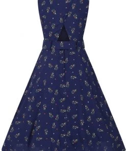 New In Banned Spring Sprig 60's Dress Navy