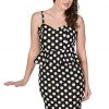New In Banned Peplum Polkadot 50's Pencil Dress Black