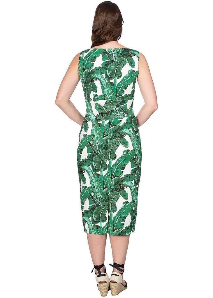 Banned Tropical Leaves 50's Pencil Dress Green New In