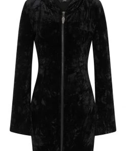 Banned Big Crush Hoodie Velvet 60's Dress Black