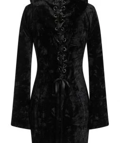Banned Big Crush Hoodie Velvet 60's Dress Black