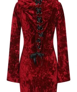 Banned Big Crush Hoodie Velvet 60's Dress Burgundy New In