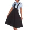 New In Banned Book Smart Pinafore 40's Swing Dress Black