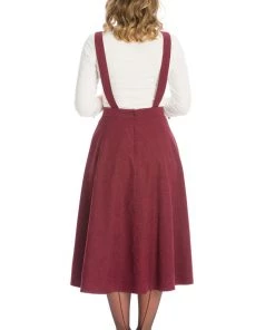 New In Banned Lifes A Peach 40's Pinafore Swing Dress Aubergine Purple