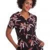New In Banned Tropical Days 40's Swing Dress Black