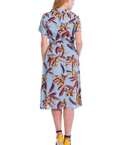Banned Tropical Days 40's Swing Dress Blue