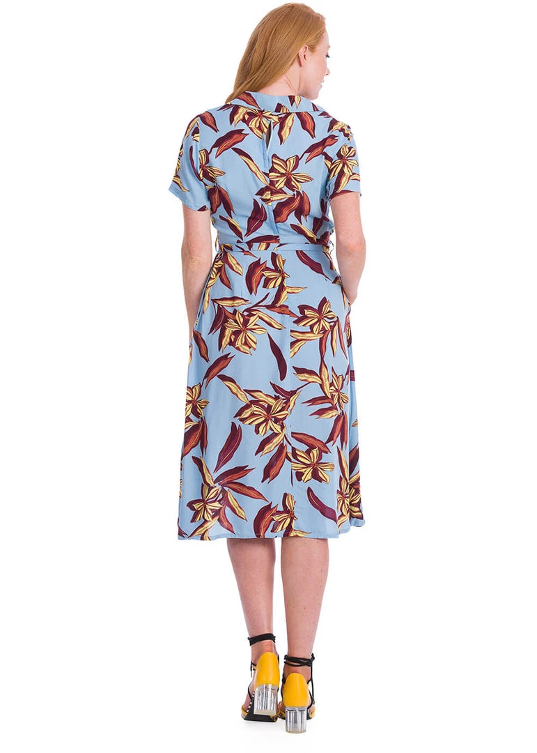 Banned Tropical Days 40's Swing Dress Blue