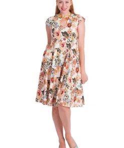 Banned Pino Colada 50's Swing Dress Cream New In
