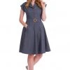 Banned Spot Perfection Polkadot 50's Swing Dress Navy