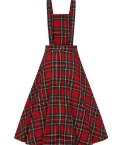 Banned Sweet Tartan Pinafore 40's Swing Dress Red