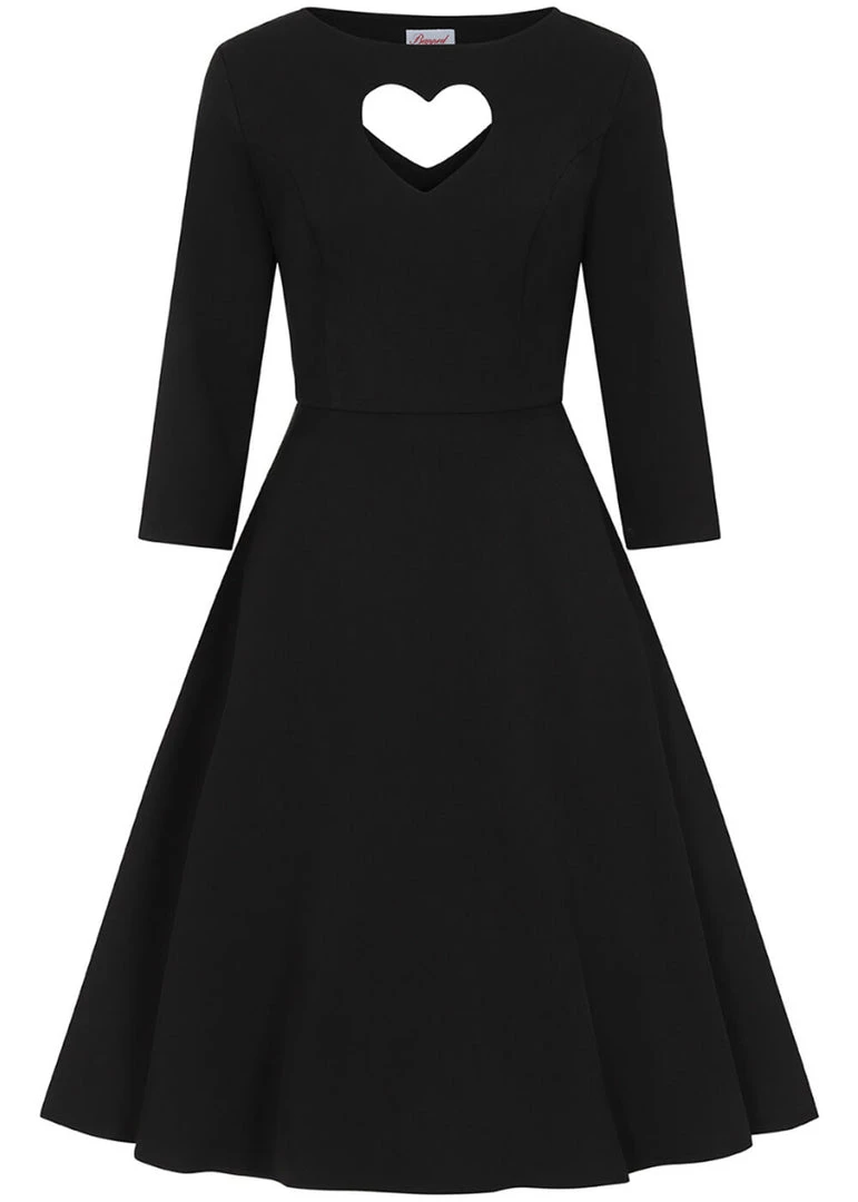 New In Banned Heart 40's A-Line Dress Black