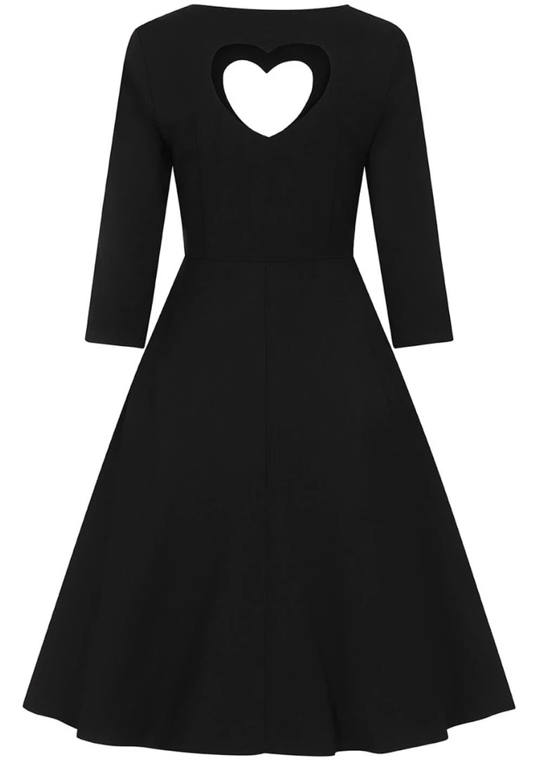 New In Banned Heart 40's A-Line Dress Black