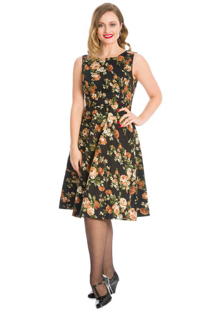 Banned Midnight Rose 50's Swing Dress Black
