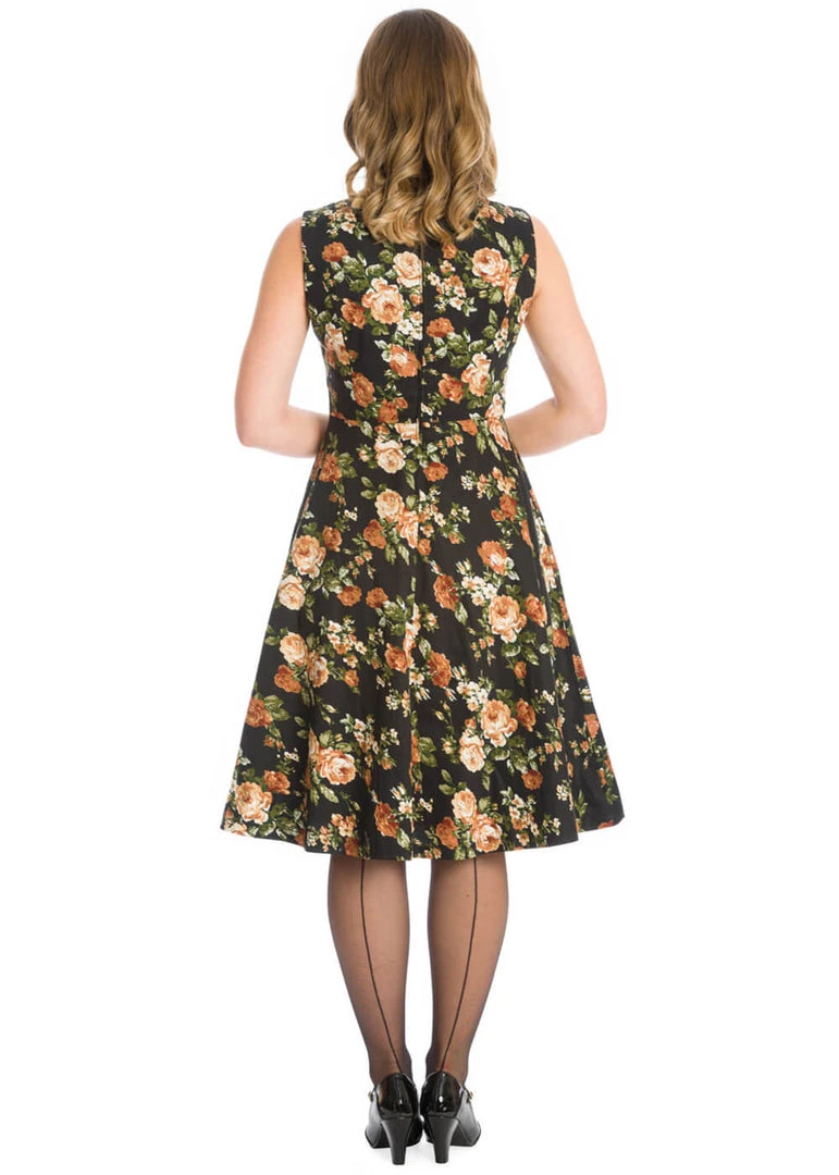 Banned Midnight Rose 50's Swing Dress Black