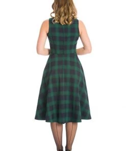 New In Banned Tartan 50's Swing Dress Green