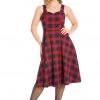 New In Banned Tartan 50's Swing Dress Red