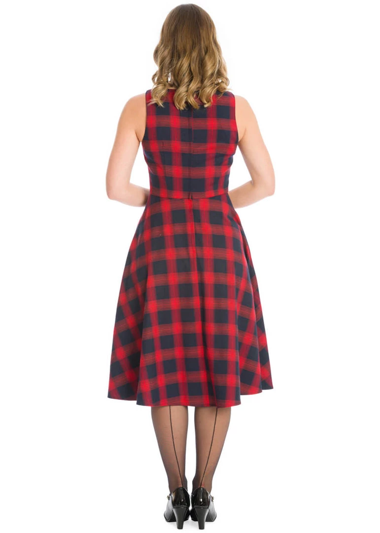 New In Banned Tartan 50's Swing Dress Red