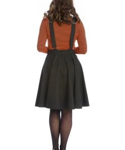 New In Banned Pumpkin Spice & All Things Nice Pinafore 60's Swing Dress Black