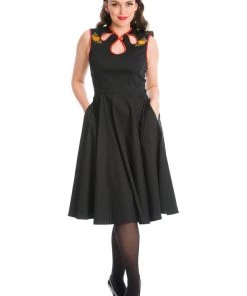 Banned Pumpkin Spice & All Things Nice 50's Swing Dress Black New In