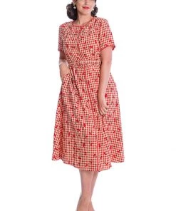 New In Banned Cherry Amore 40's Swing Dress Red