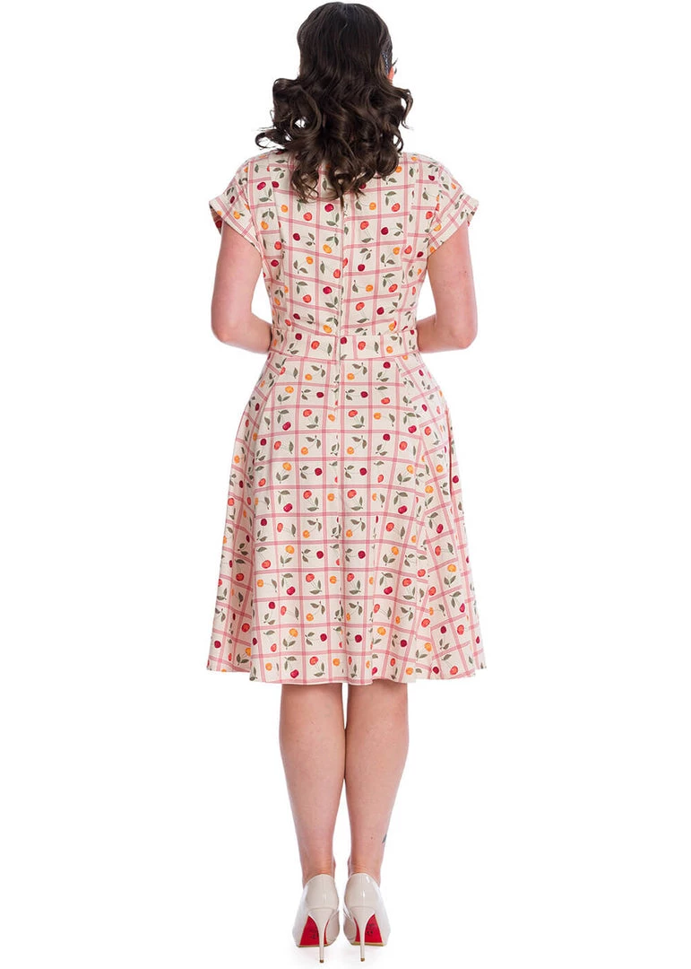New In Banned Country Cherry 50's Swing Dress Ivory
