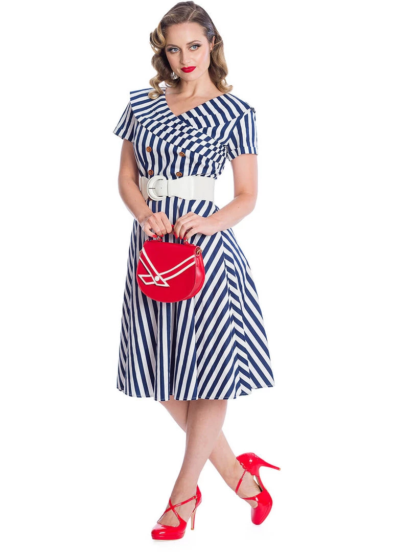 Banned Captain Sailor 50's Swing Dress Navy New In