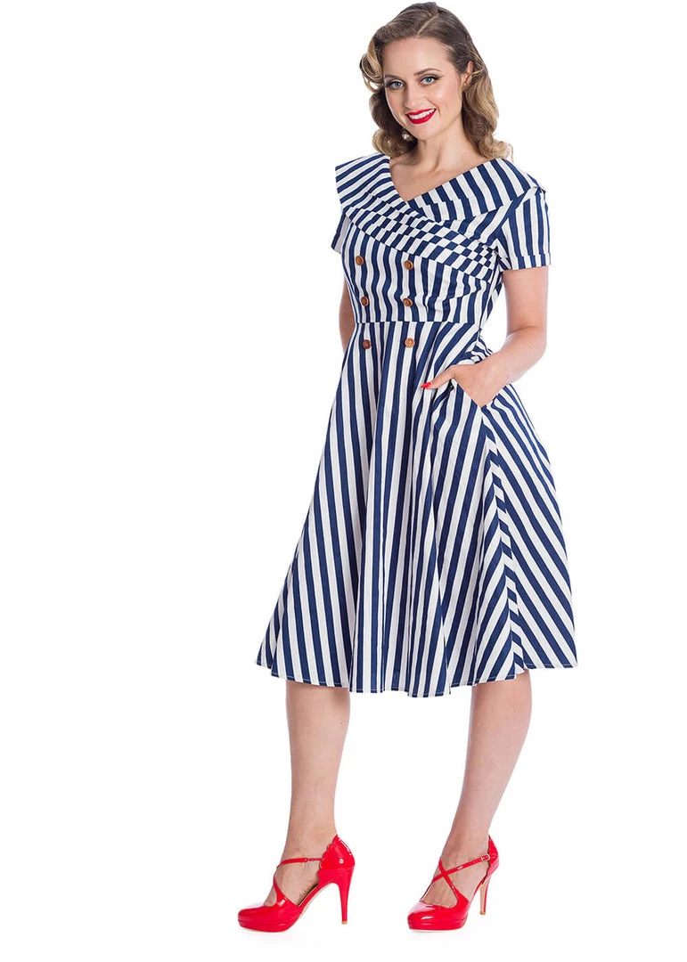 Banned Captain Sailor 50's Swing Dress Navy New In