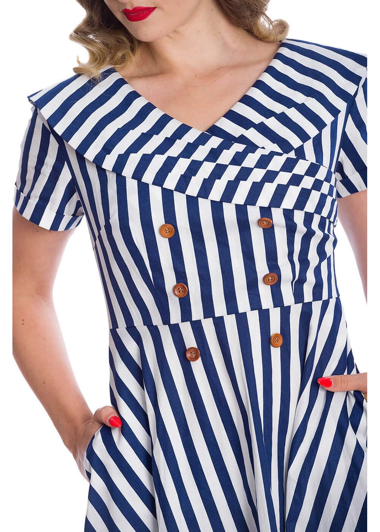 Banned Captain Sailor 50's Swing Dress Navy New In