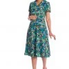 New In Banned Forest 50's Swing Dress Blue