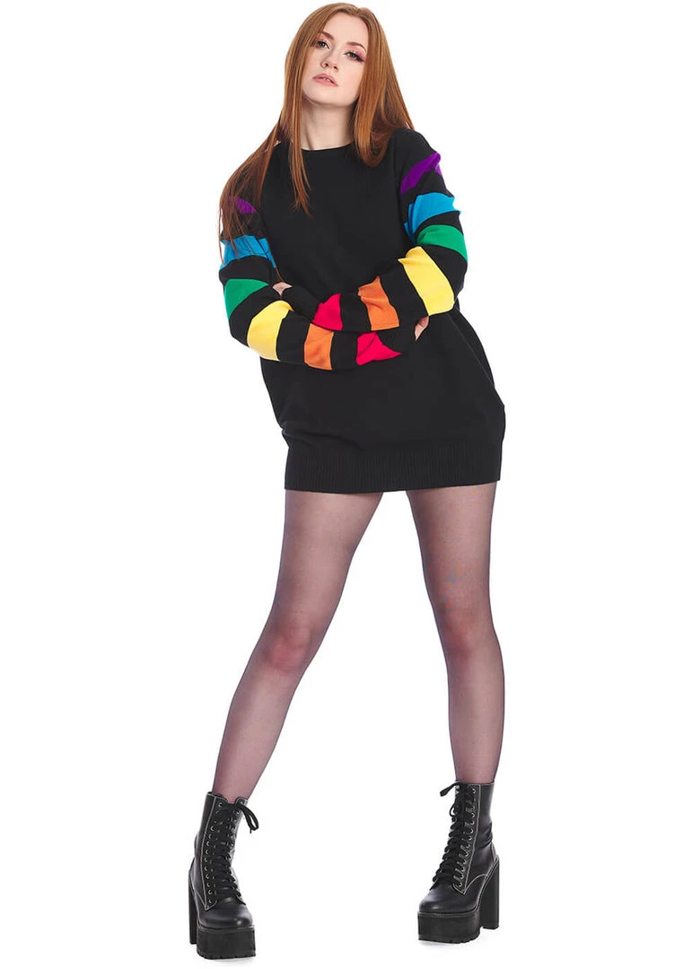 New In Banned Solar Knitted 50's Dress Multi