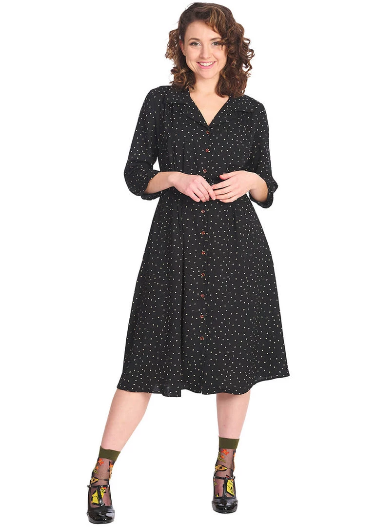 Banned Delicious Dots 50's Dress Black New In