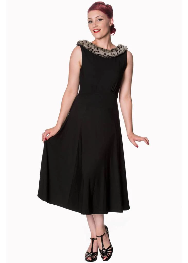 Banned Cara Faux Fur 50's Swing Dress Black