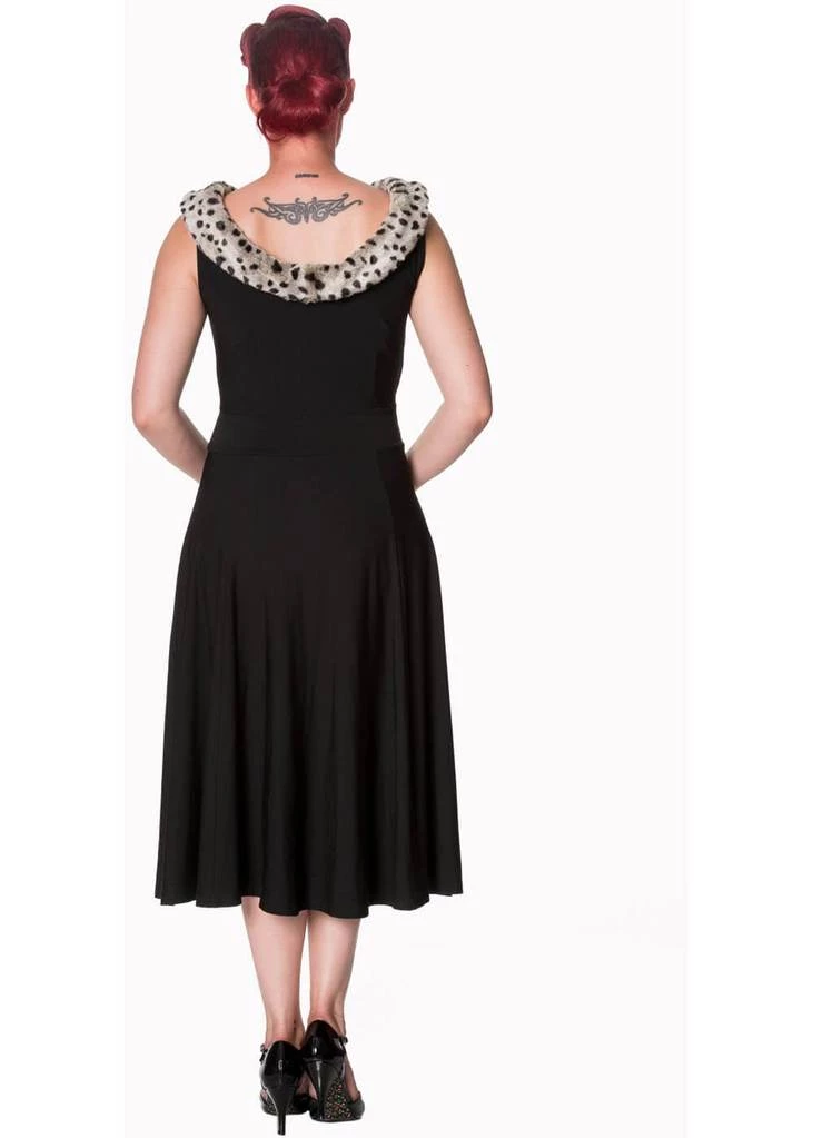 Banned Cara Faux Fur 50's Swing Dress Black
