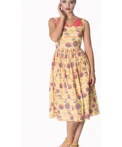 Banned Parasol All Over 50's Swing Dress Cream New In