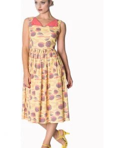 Banned Parasol All Over 50's Swing Dress Cream New In