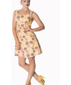 New In Banned Parasol Tabs 60's Dress Cream