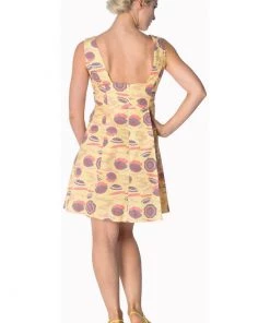 New In Banned Parasol Tabs 60's Dress Cream